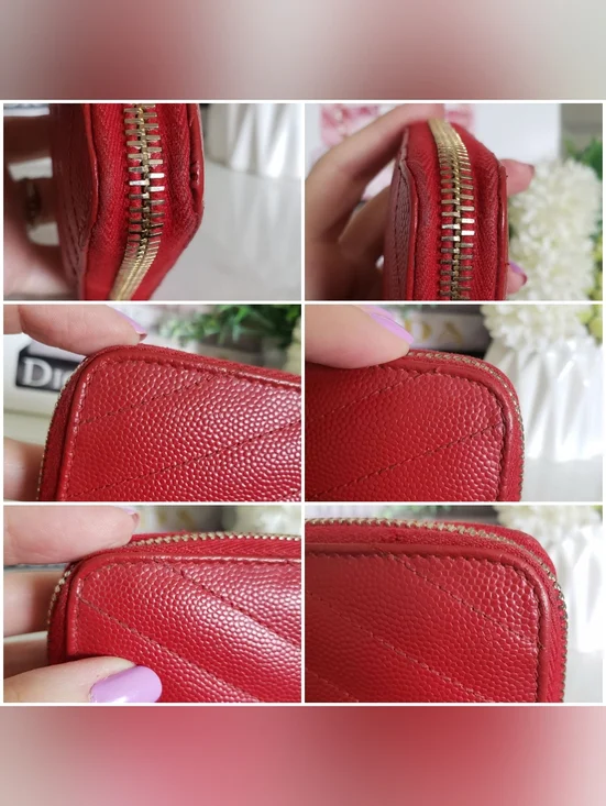 Authentic Pre-owned Yves Saint Laurent Grain De Poudre Chevron Zippy Wallet - Picture 9 of 13